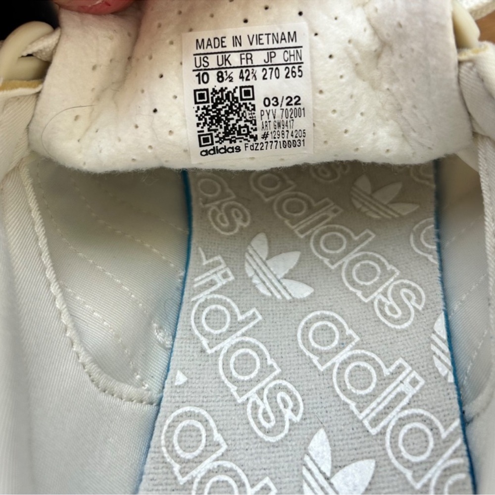 adidas Women's Cream Sneakers with Pink Stripes - Picture 6 of 8